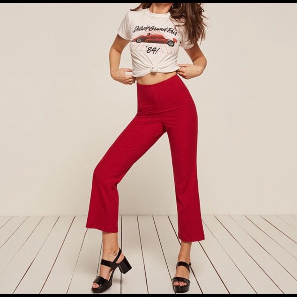 Reformation Joss Pants Red
